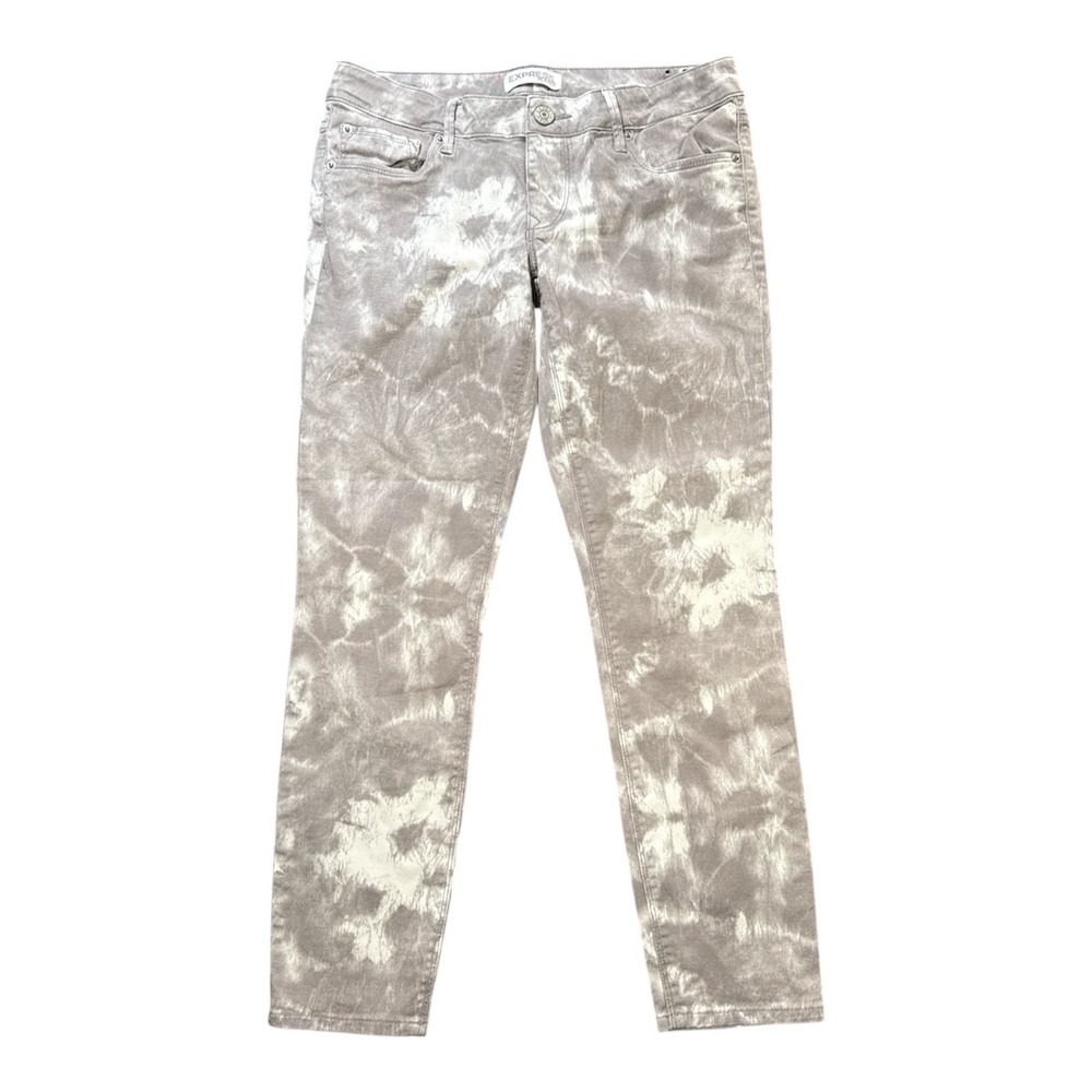 Express Stella‎ Regular Fit Low Rise Ankle Jeans Grey White Tie Dye Size 6